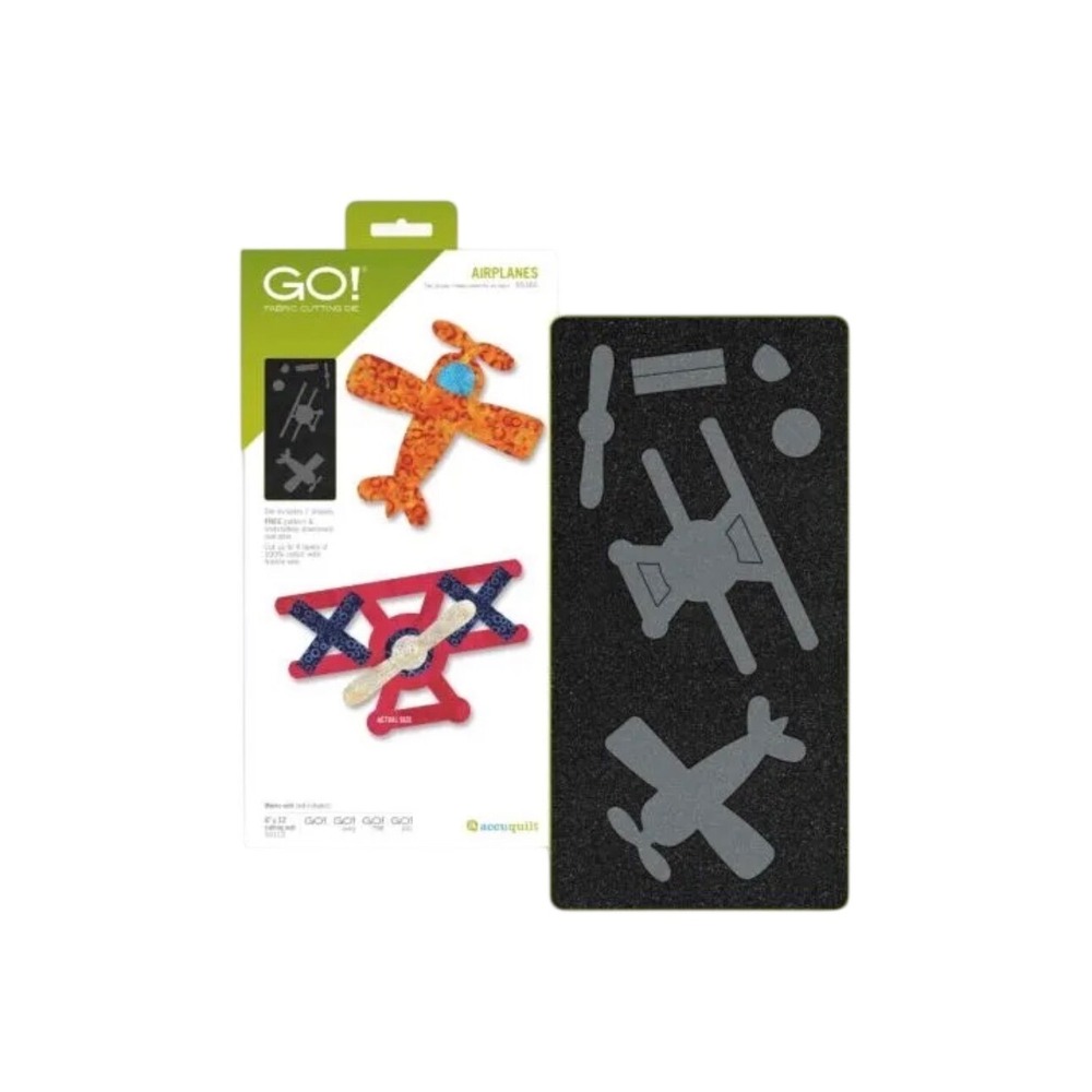 AccuQuilt GO! Airplanes Fabric Cutting Die 55366 Green Limited Edition 6x12 Die